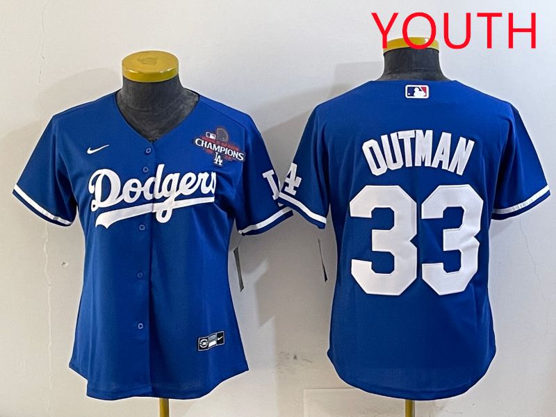 Youth Los Angeles Dodgers 33 Outman Blue Game 2025 Nike MLB Jersey style 4